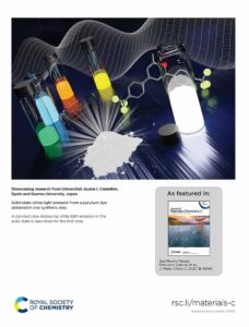 A cover design for the Journal of Materials Chemistry C. The cover design illustrates a new chemical compound that emits white light in the solid state.