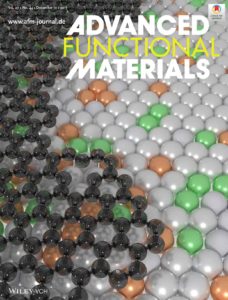 A scientific journal cover design illustrating the growth of graphene on an alloy surface.