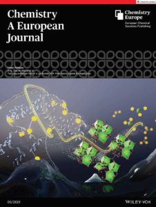 A scientific cover art design that appeared in Chemistry A European Journal. The cover illustrates how a MOF can be used to purify water.