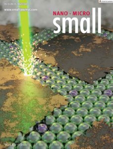 A cover art that appeared in the scientific journal Small. The cover art design shows a laser beam removing a layer of rust.