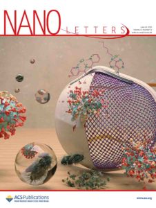 A science journal cover art that was on the cover of Nano Letters. The cover design illustrates a mask with antimicrobial properties.