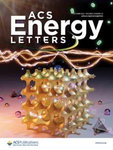 Cover design for ACS Energy Letters showing a 3DOM structure for photocatalytic hydrogen generation.