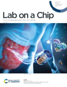 Lab on Chip cover design highlighting the development of a pill that samples the small intestine.