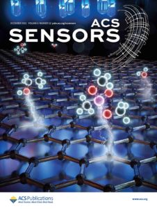 A cover design for ACS Sensors showing the development of a graphene-based sensor.