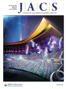 The front cover of JACS showing a novel photovoltaic device incorporating phosphorene nanoribbons for the first time.