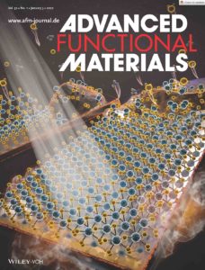 The inside front cover design of Advanced Functional Materials showing the growth control of WS2 layers.