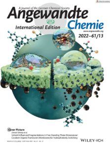 The front cover of Angew. Chem. Int. Ed. showing hydrophobicity switching in organic framework membranes.