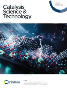 A cover art for RSC Catalysis Science and Technology, showing the activation of oxygen under dark conditions using silicon and titanium oxides.