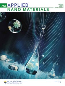 The cover of ACS Applied Nano Materials, showing droplets falling on a copper oxide surface.