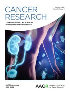 The front cover art of Cancer Research showing a novel drug for the treatment of bladder cancer.
