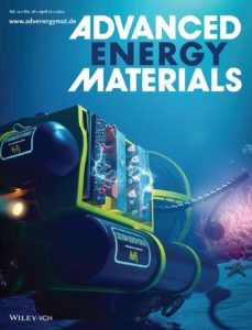 Front cover design of Advanced Energy Materials. The design shows a submersible powered by a new type of fuel cells that relies on sodium borohydride.