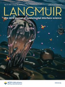 The front cover of Langmuir. The cover shows an oil droplet with wrinkles formations due to its salt environment.