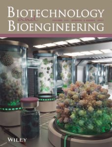 The cover of Biotechnology and Bioengineering showing a sci-fi environment where virus-like particle vaccines are assembled.