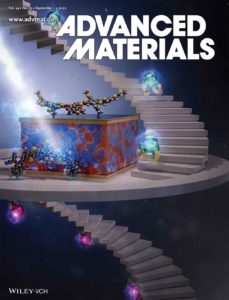 Cover design for Advanced Materials. The cover art shows a staircase with holes and electrons climbing or descending it.