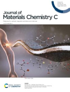 Cover art on the page of the Journal of Materials Chemistry C. The image shows a flexible supercapacitor coming from a device on a human arm.