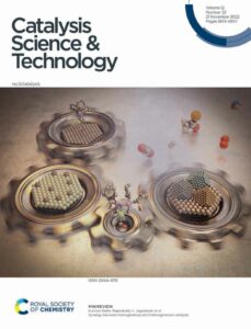 The front cover of the journal Catalysis Science and Technology. The cover shows gears to represent the interplay between various catalytic systems.