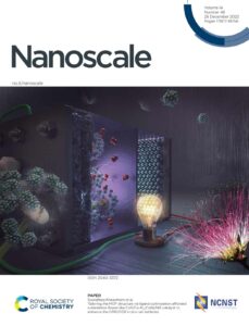 The front cover of Nanoscale. The cover shows a zinc-air battery filled with dandelion-like structures which represent the catalyst.