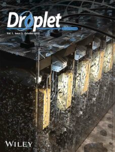 The cover of the scientific journal Droplet, showing computer chips being cooled by immersive cooling technology.