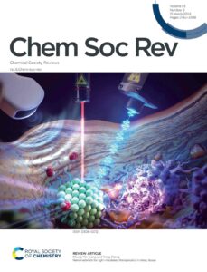 The image shows deep tissue cross section, with different probes used to activate nanoparticles to destroy cancer cells. On the cover of Chem Soc Rev.