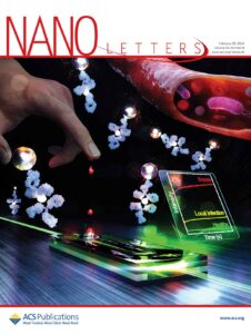 A cover design for ACS Nano Letters. The cover shows a finger with few blood droplets surrounded by a device for sepsis detection.