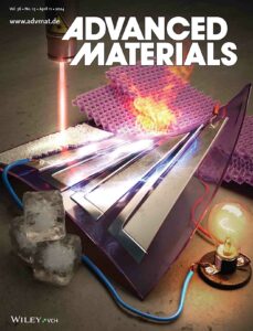 Front cover of Advanced Materials showing a laser and a thermoelectric device.