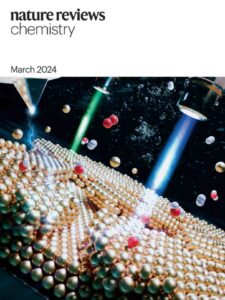 On the cover of Nature Reviews Chemistry, the image shows polycrystals of gold irradiated by various lasers.